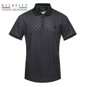 Baldelli luxury polo shirt in with a classic  check design - Black